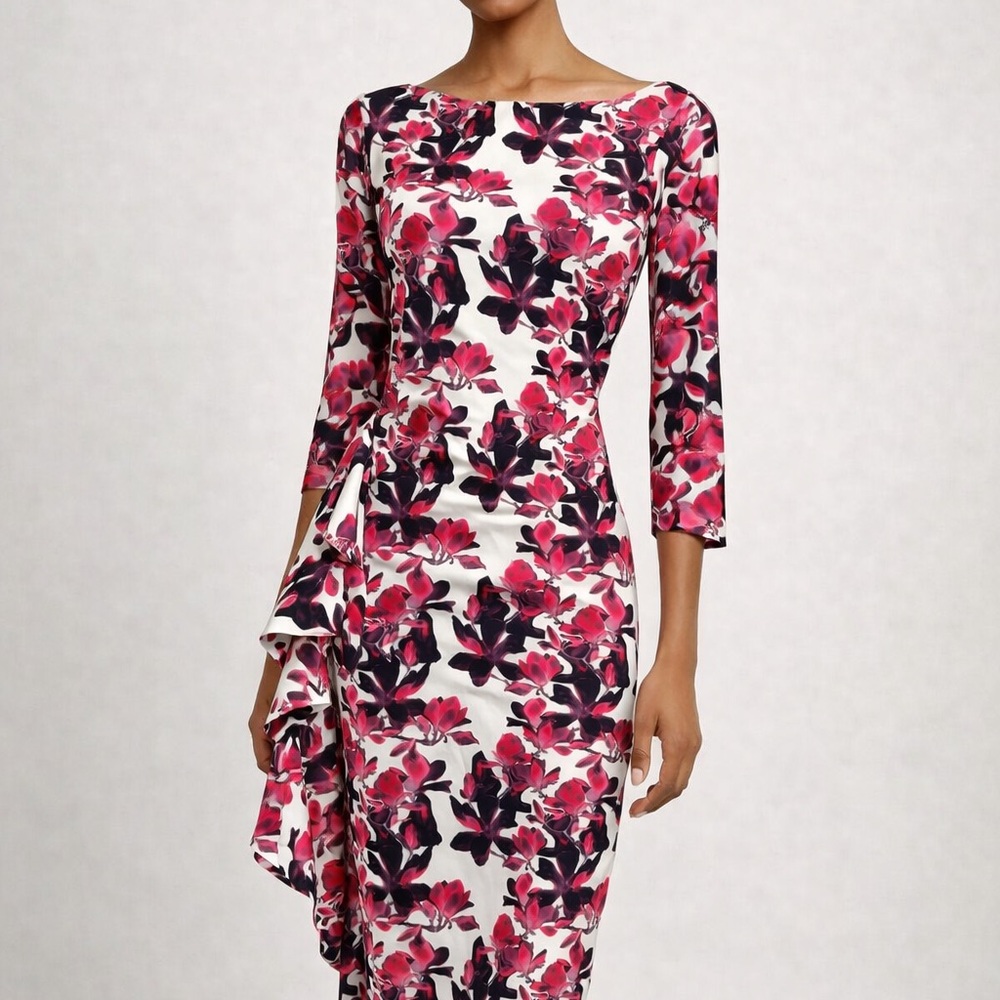 Chaira Boni Pink Floral Sheath Dress Size 38